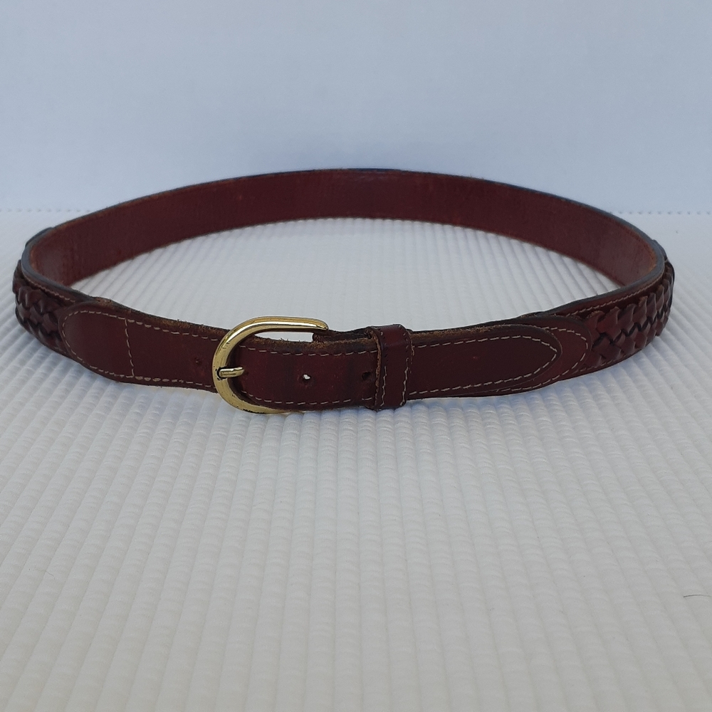 Vintage Leather Braided Belt Made In Italy 36